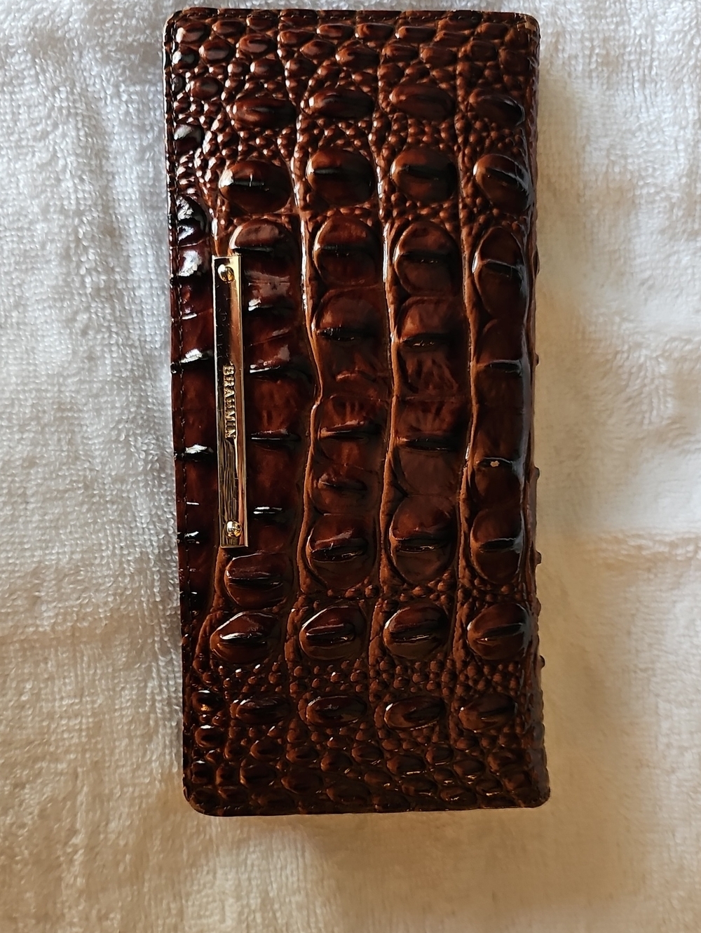 Brahmin Brown Croc-Embossed Ady Wallet